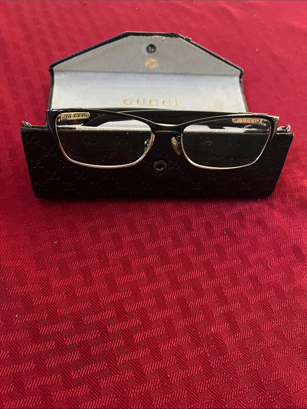 Vintage Gucci Brown and Gold Rectangular Glasses